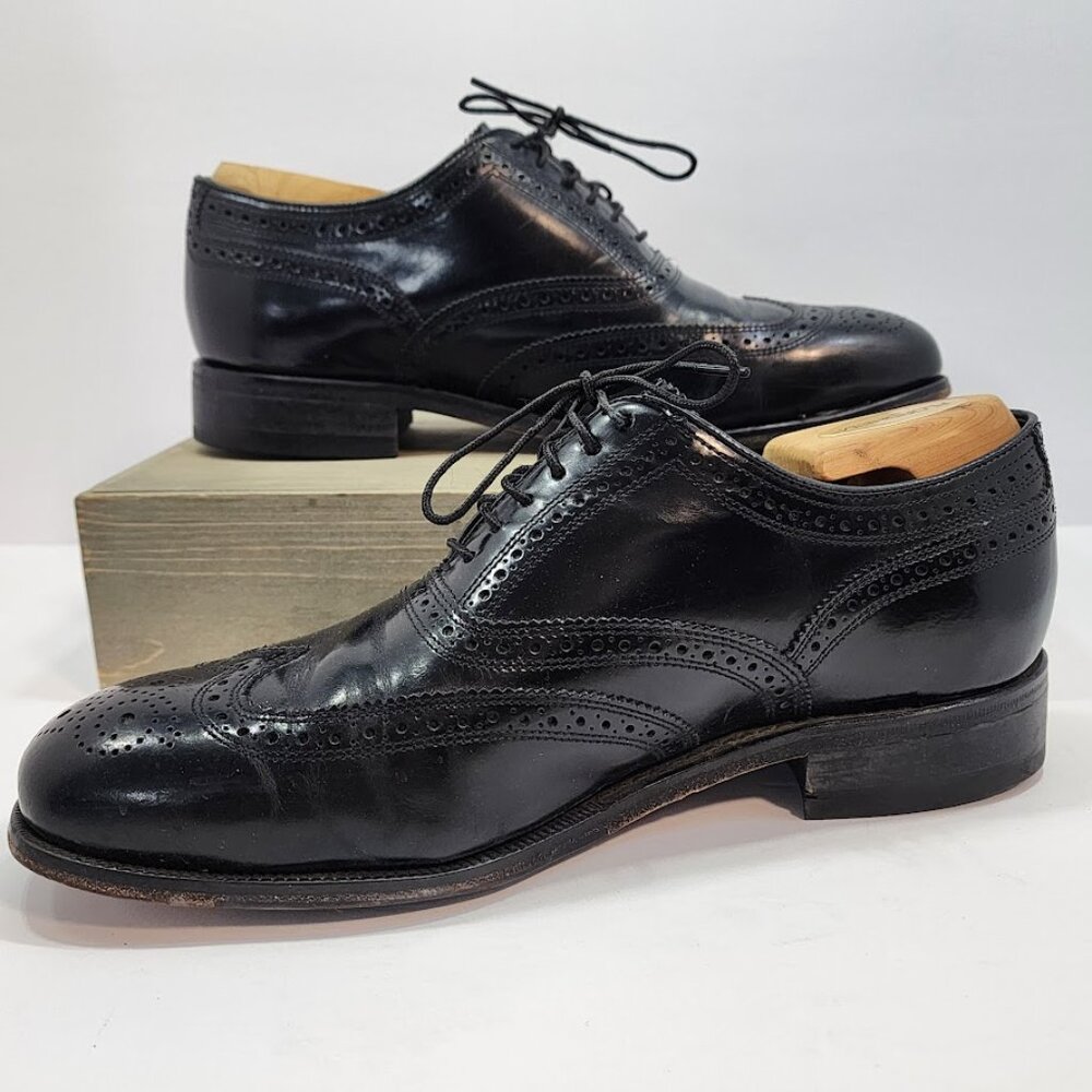 Florsheim Men's Lexington Wingtip Oxford Black Leather Shoes Size 8 D - Picture 2 of 12